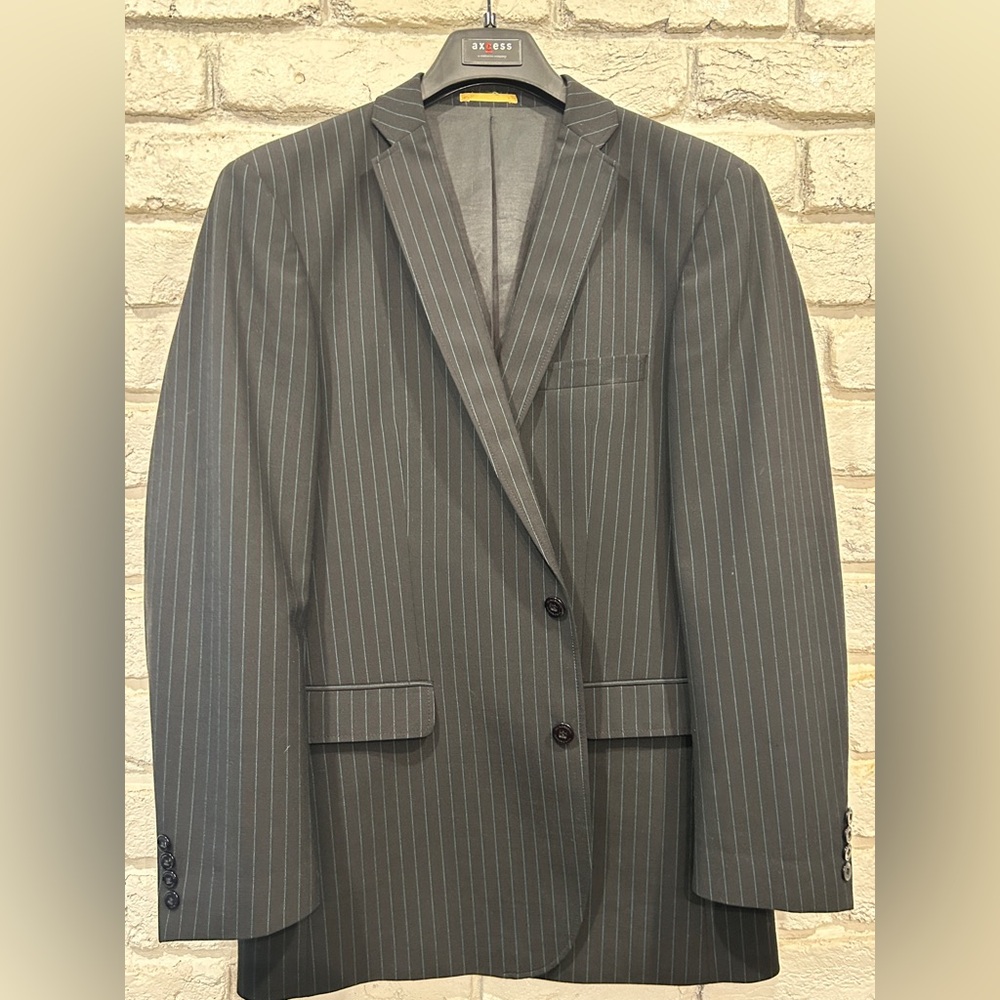 J Lindeberg ‘Stockholm’, men’s sport coat, blkw/teal pinstripes, 54(Euro) 43reg